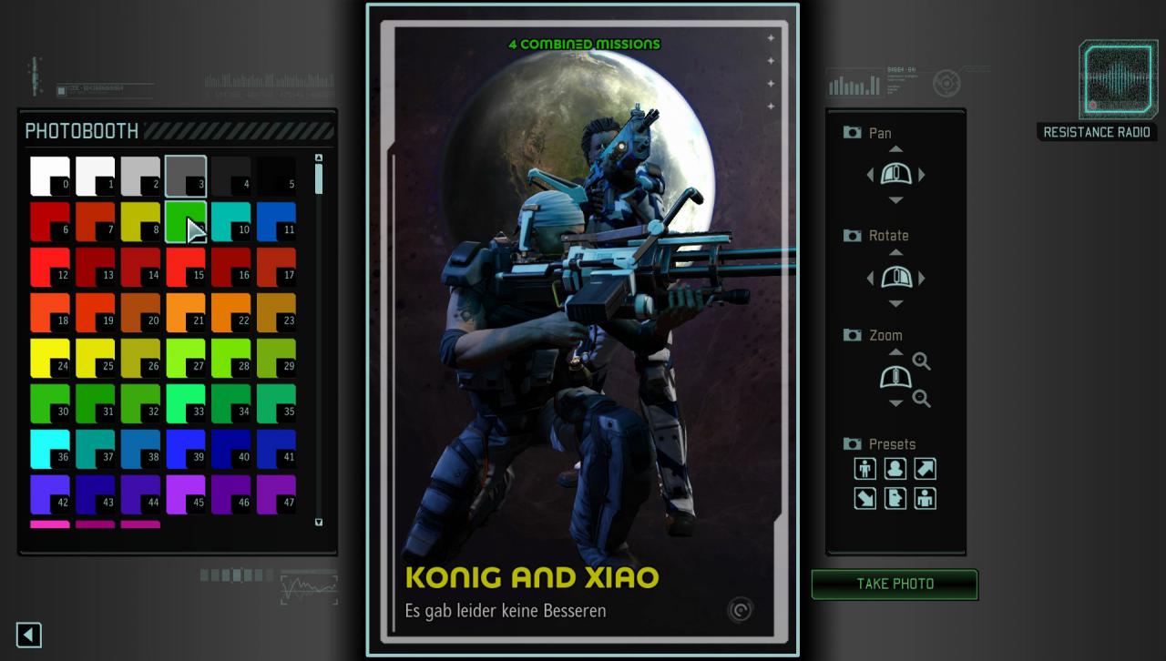 [11/07/2017] In XCOM 2: War of the Chosen gibt es einen neuen Fotomodus, mit dem ihr Bilder von Buddy-Duos, verstorbenen Soldaten oder erfolgreich zurückgekehrten Einsatz-Teams macht.