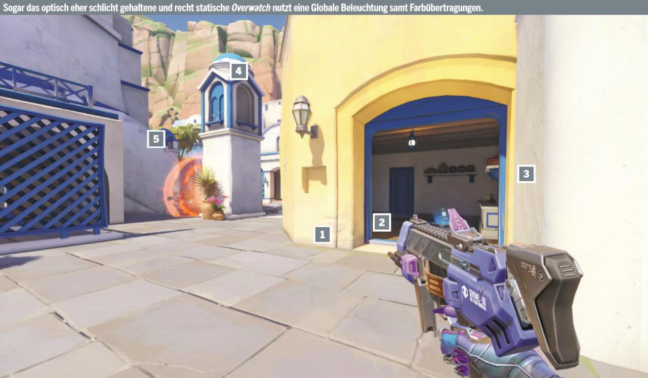 [28/07/2017] Sogar das optisch eher schlicht gehaltene und recht statische Overwatch nutzt eine Globale Beleuchtung samt Farbübertragungen.