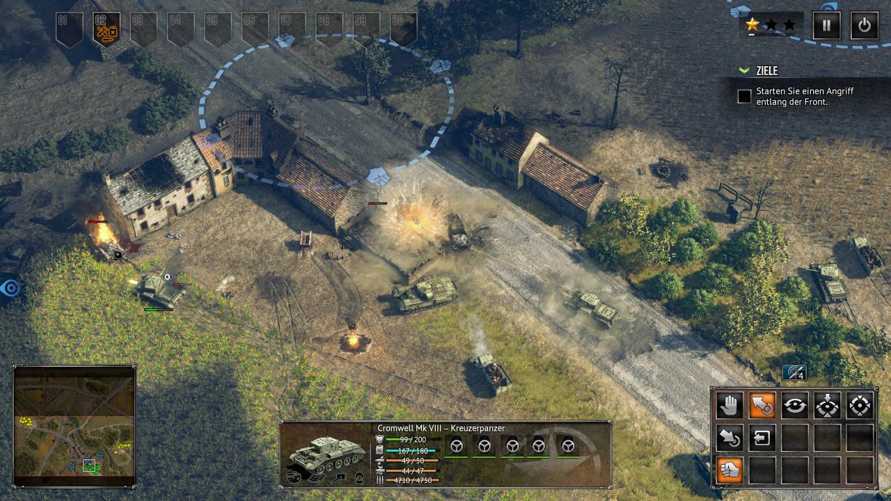 [11/08/2017] Sudden Strike 4 geizt nicht mit Reizen: Gefechte sind zwar meist recht schnell vorbei, dafür sind sie aber nicht selten spektakulär.