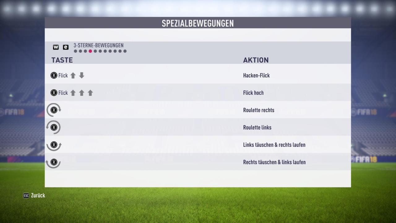 [22/09/2017] Tastenkombinationen für Drei-Sterne-Tricks in FIFA 18.