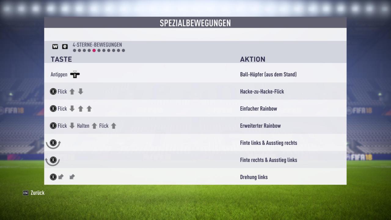 [22/09/2017] Tastenkombinationen für Vier-Sterne-Tricks in FIFA 18.