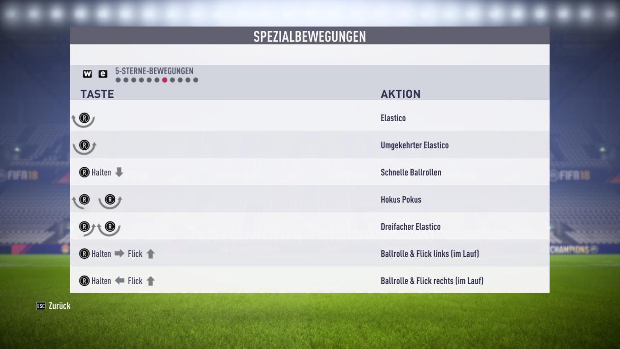 [22/09/2017] Tastenkombinationen für Fünf-Sterne-Tricks in FIFA 18.