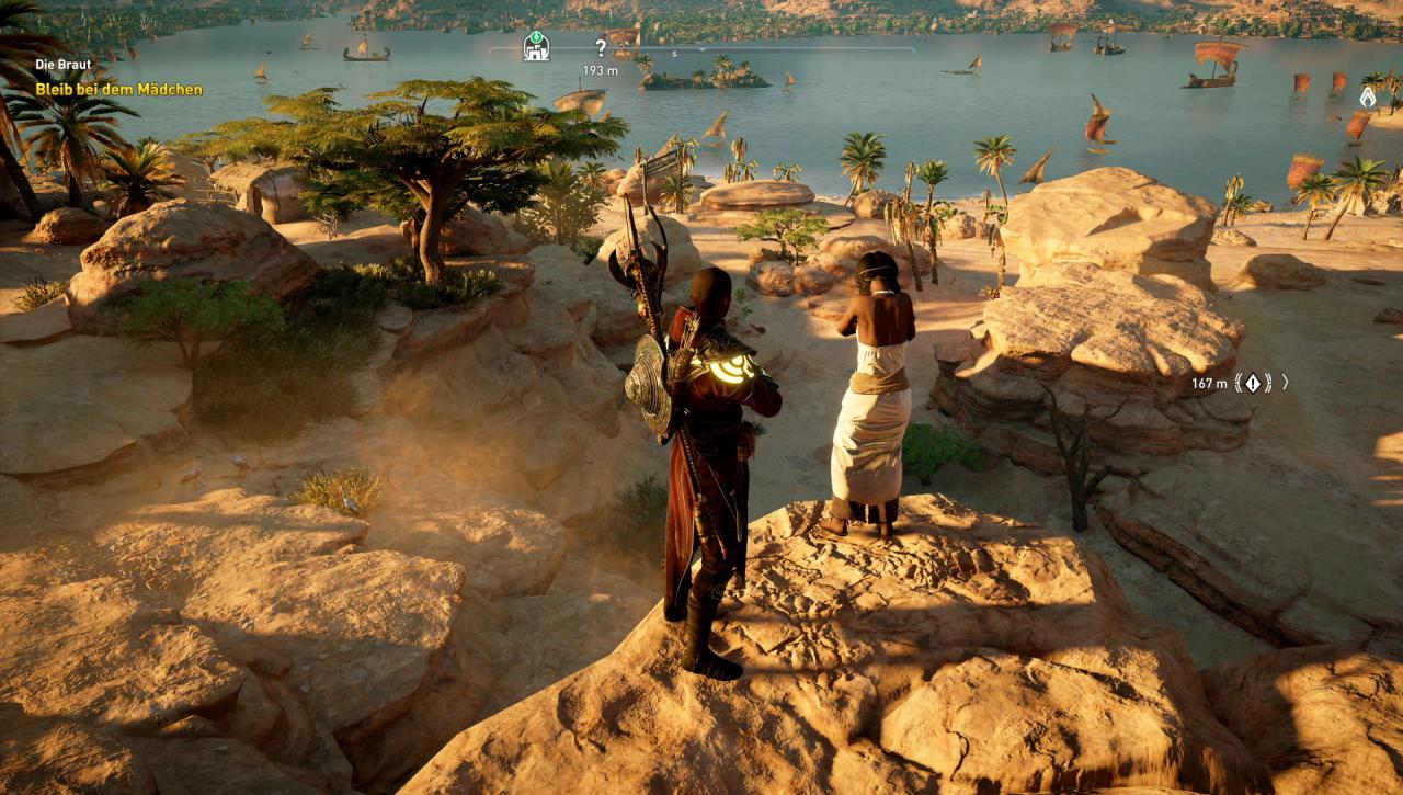 [30/10/2017] Ich will nur reden: Bayek muss eine Frau davon überzeugen, sich nicht in den Tod zu stürzen.