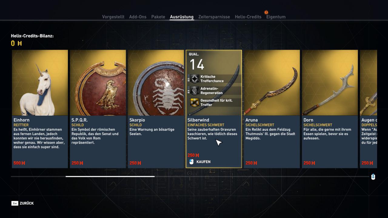 [26/10/2017] Kommerz pur: Im Ingame-Shop könnt ihr gegen echtes Geld Helix-Credits kaufen und damit allerlei nützliche Items erstehen. Unser Rat: Finger weg, die Sachen braucht man sowieso nicht!