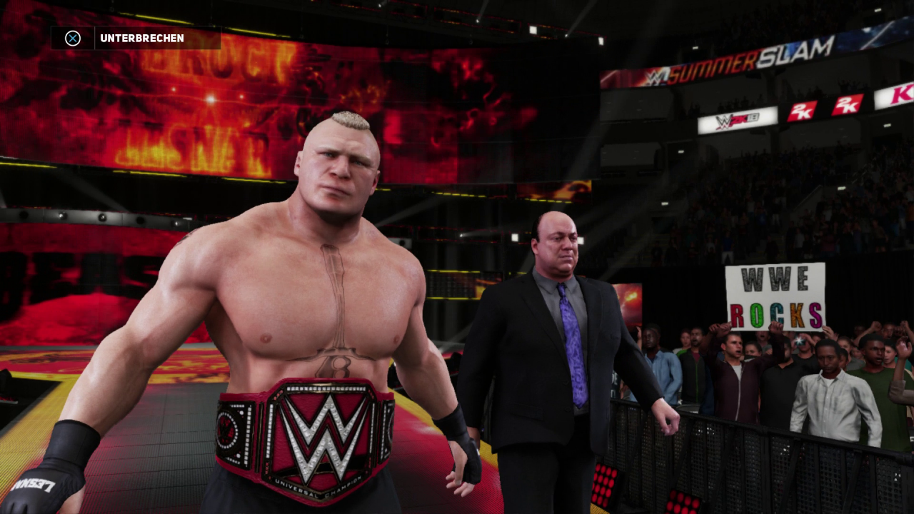 [20/10/2017] Anhand von Universal Champion Brock Lesnar lässt sich gut erkennen, dass die Modelle der Wrestler klar von der neuen Engine profitieren.