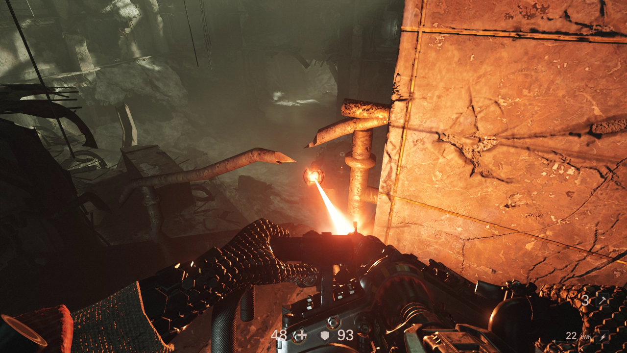 [29/10/2017] Wolfenstein 2: The New Colossus - Bei schwer gepanzerten Gegnern empfiehlt es sich, zuerst die Waffensysteme unter Feuer zu nehmen.