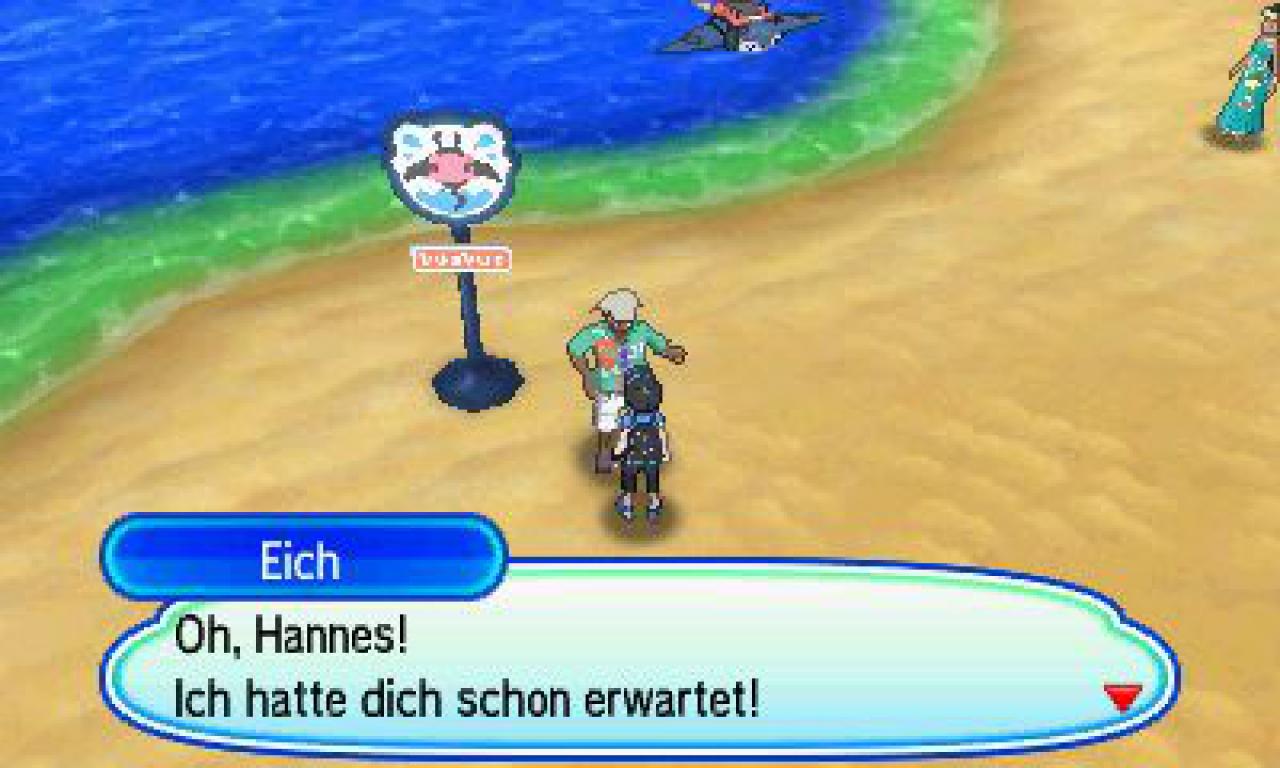 [15/11/2017] Sammelt ihr fleißig die gold-glitzernden Herrscher-Sticker, bekommt ihr von Eich am Kantai-Strand die mächtigen Herrscher-Pokémon der Prüfungen geschenkt.