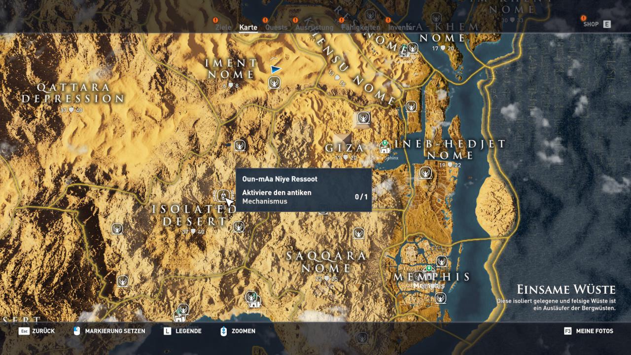 [07/11/2017] Assassin's Creed Origins-Komplettlösung: Alle Gräber-Locations im Gebiet 