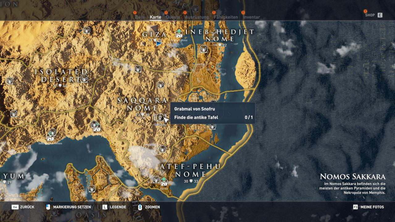 [07/11/2017] Assassin's Creed Origins-Komplettlösung: Alle Gräber-Locations im Gebiet 
