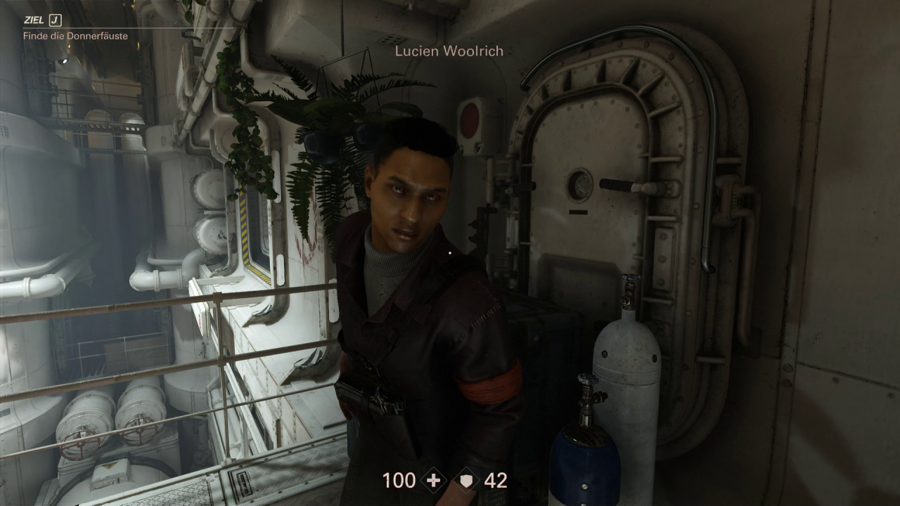 [08/11/2017] Wolfenstein 2: The New Colossus NPC Lucien Woolrich gibt euch Hinweise zum Fundort der Donnerfäuste.
