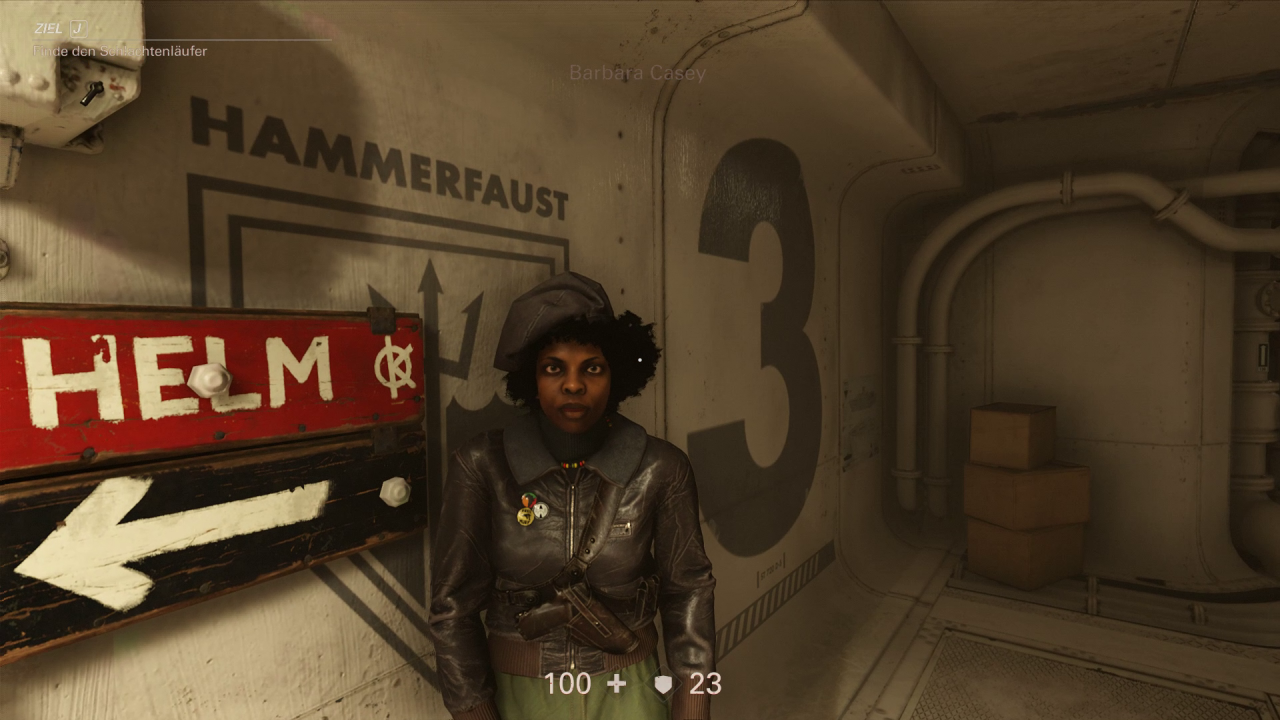[08/11/2017] Wolfenstein 2: The New Colossus NPC Barbara Casey gibt uns einen Hinweis plus Mission zur Kampfmod Schlachtenläufer.