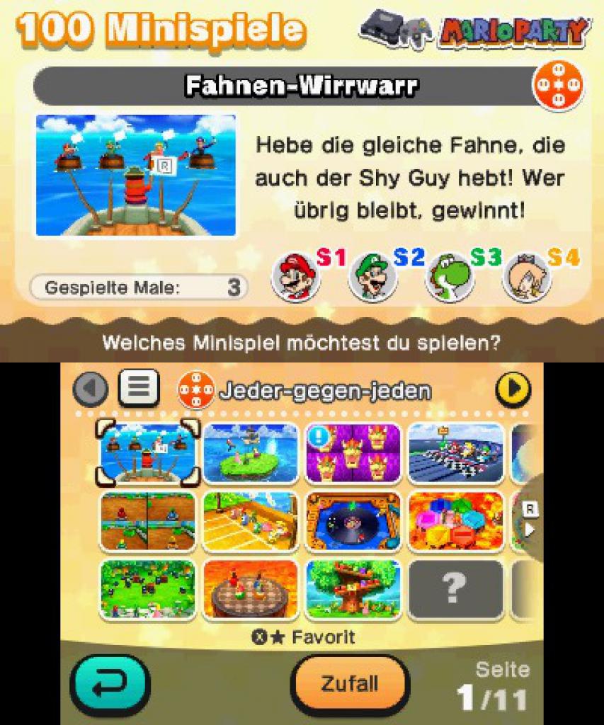 [20/12/2017] Im Modus „100 Minispiele“ habt ihr die freie Auswahl aus den insgesamt (wie überraschend) 100 Minispielen.