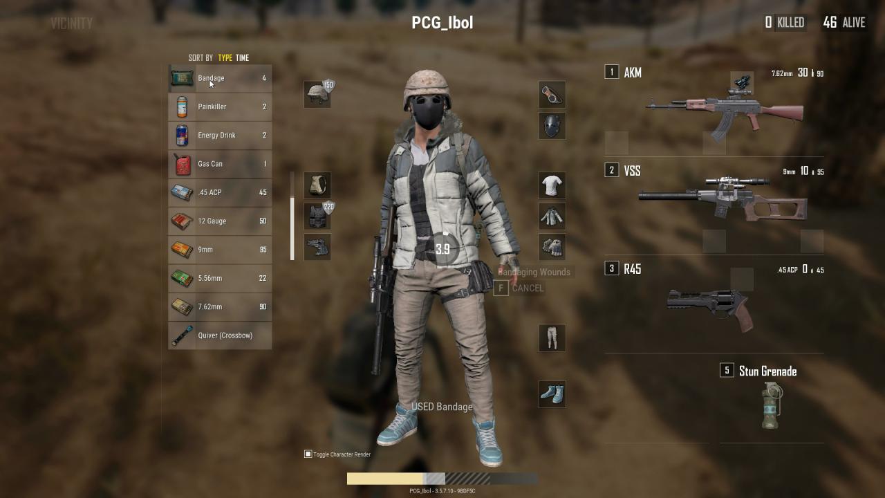 [19/01/2018] Das Inventar von PUBG ist wie alle Interface-Elemente schmucklos, aber gut zu bedienen.
