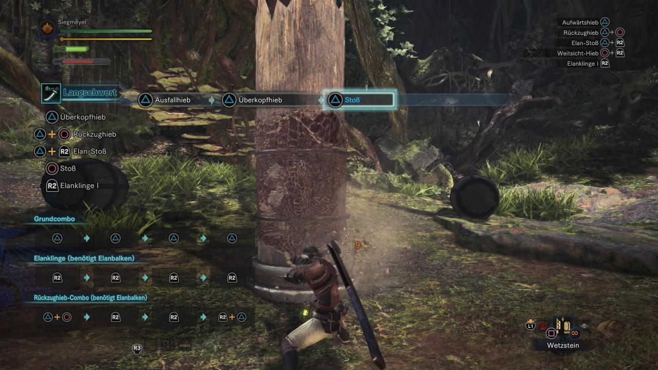 [14/02/2018] Monster Hunter World - Langschwert - Ladet den Elan-Balken auf, um die Elanklinge hochzupowern.