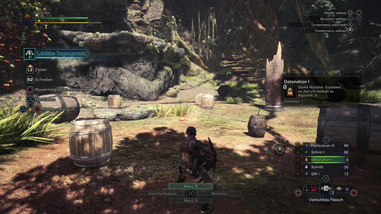 [14/02/2018] Monster Hunter World - Leichtes Bogengewehr - Die Detonations-Munition heftet sich an den Gegner und explodiert nach gewisser Zeit.
