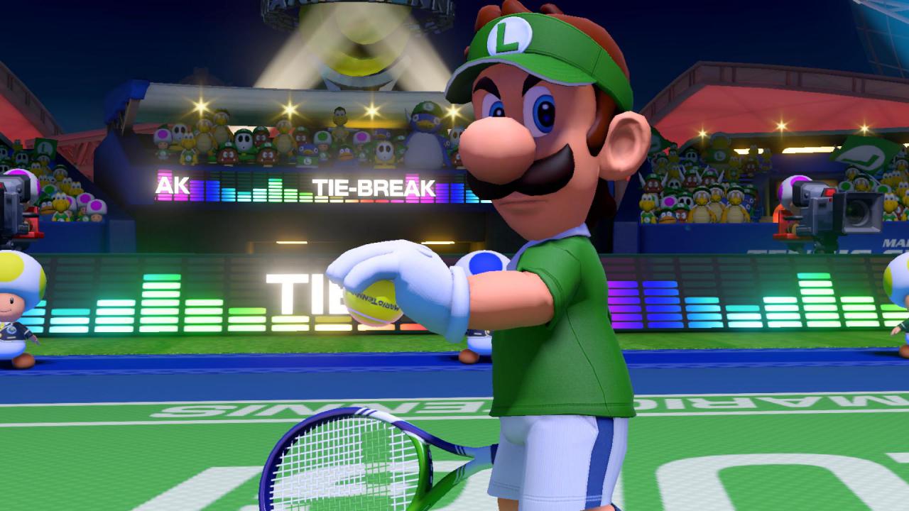 [02/02/2018] Luigi gehört natürlich standesgemäß zur Auswahl eines jeden Mario Tennis-Spiels. Im Publikum hat er sogar Fans mit passender Bekleidung wie Shirts und Mützen.