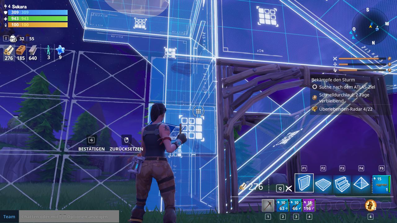 [29/03/2018] Fortnite im Test -&nbsp;Baut ihr diesen Turm gemäß der Vorlage auf, deckt der Satellit auf dem Dach für euch die nähere Umgebung auf.