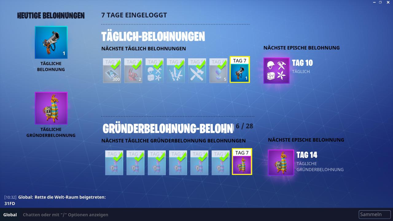 [29/03/2018] Fortnite im Test -&nbsp;Das kennt ihr auch aus anderen Free2Play-Spielen: Ihr erhaltet für das tägliche Einloggen extra Schmankerl wie Lootboxen oder Skizzen.