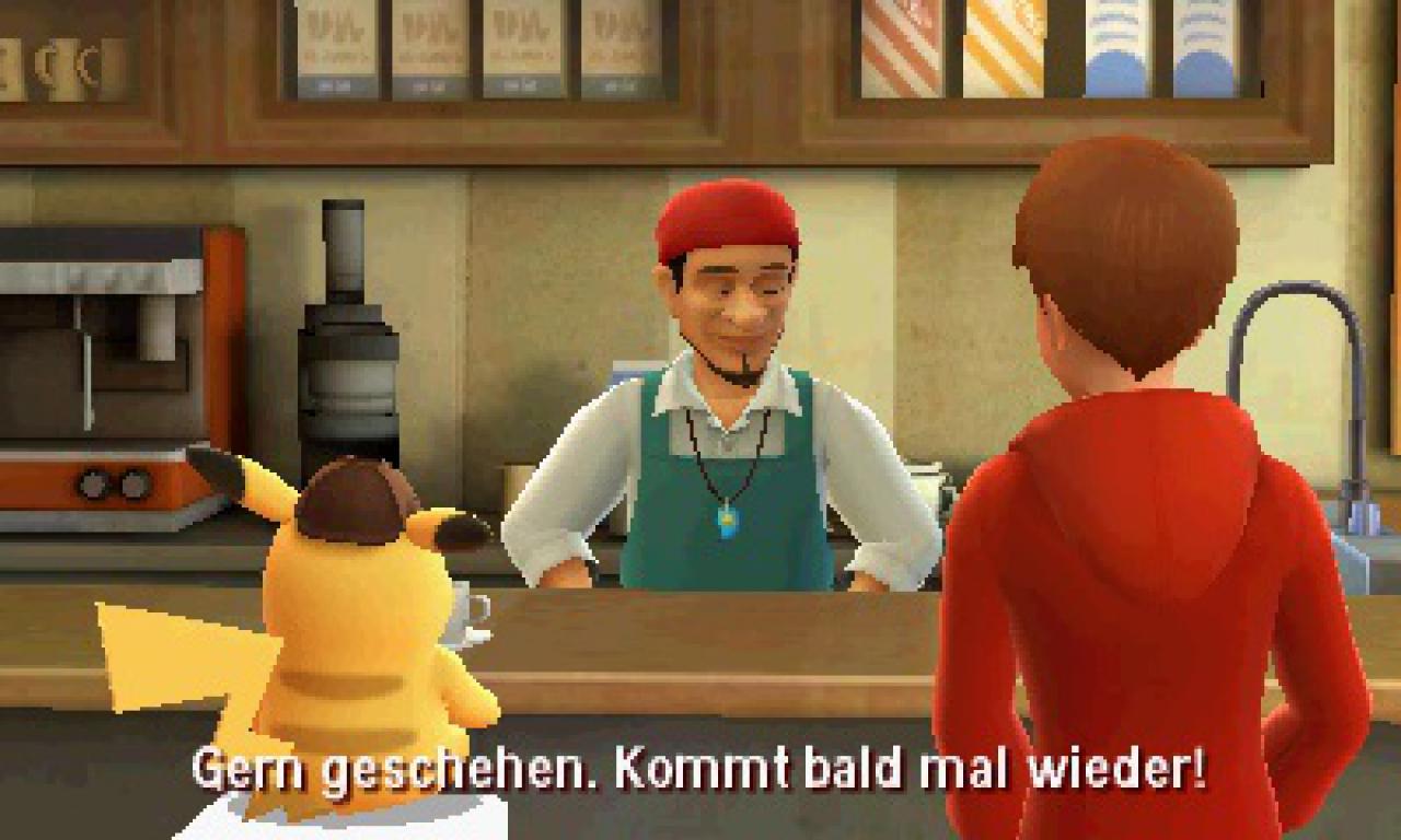 [05/03/2018] Szenen wie diese in einem Cafe unterhalb der Detektei sorgen dafür, dass sich Meisterdetektiv Pikachu gelegentlich wie ein typischer Detektiv-Film anfühlt.