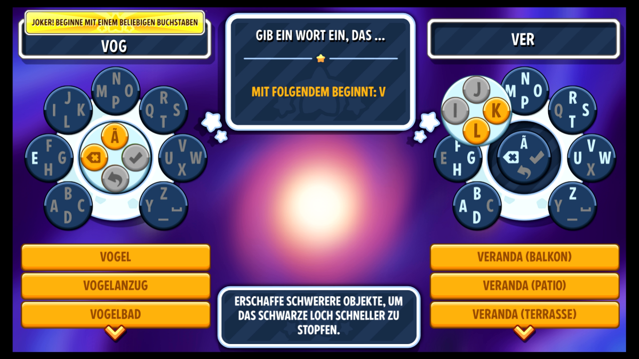 [05/03/2018] Die Texteingabe erfolgt über eine Kombination aus Analog-Stick und Buttons. Das funktioniert okay, aber nicht toll.