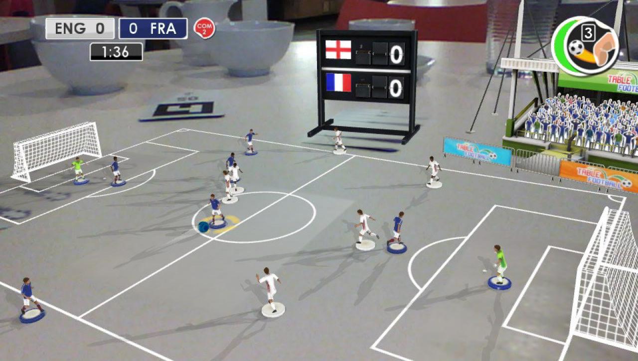 [27/03/2018] Table Football war eines der ersten Augmented-Reality-Spiele für Playstation Vita. Im Hintergrund gut zu erkennen: einige Kaffeetassen. (Quelle: Sony Interactive Entertainment)&nbsp;&nbsp;