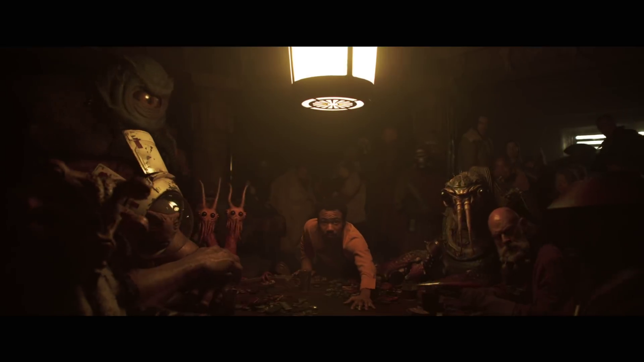 [13/04/2018] Lando Calrissian bei seiner Lieblingsbeschäftigung, dem Glücksspiel. Der ganze Raum schaut auf, als Han eintritt, was ebenfalls stark an Western erinnert.