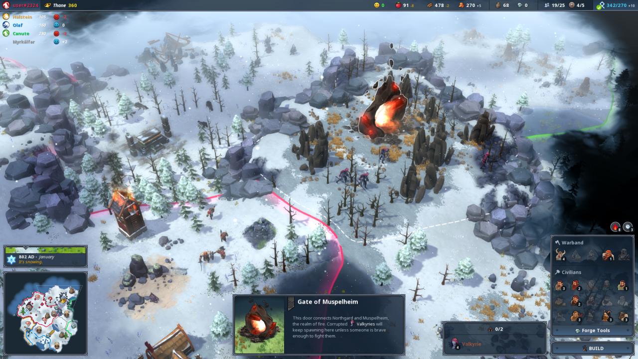 [13/04/2018] Im Spielverlauf treffen wir nicht nur auf wilde Tiere, sondern auch auf Fabelwesen der nordischen Mythologie. Portale etwa bringen bösartige Walküren in die Welt von Northgard.