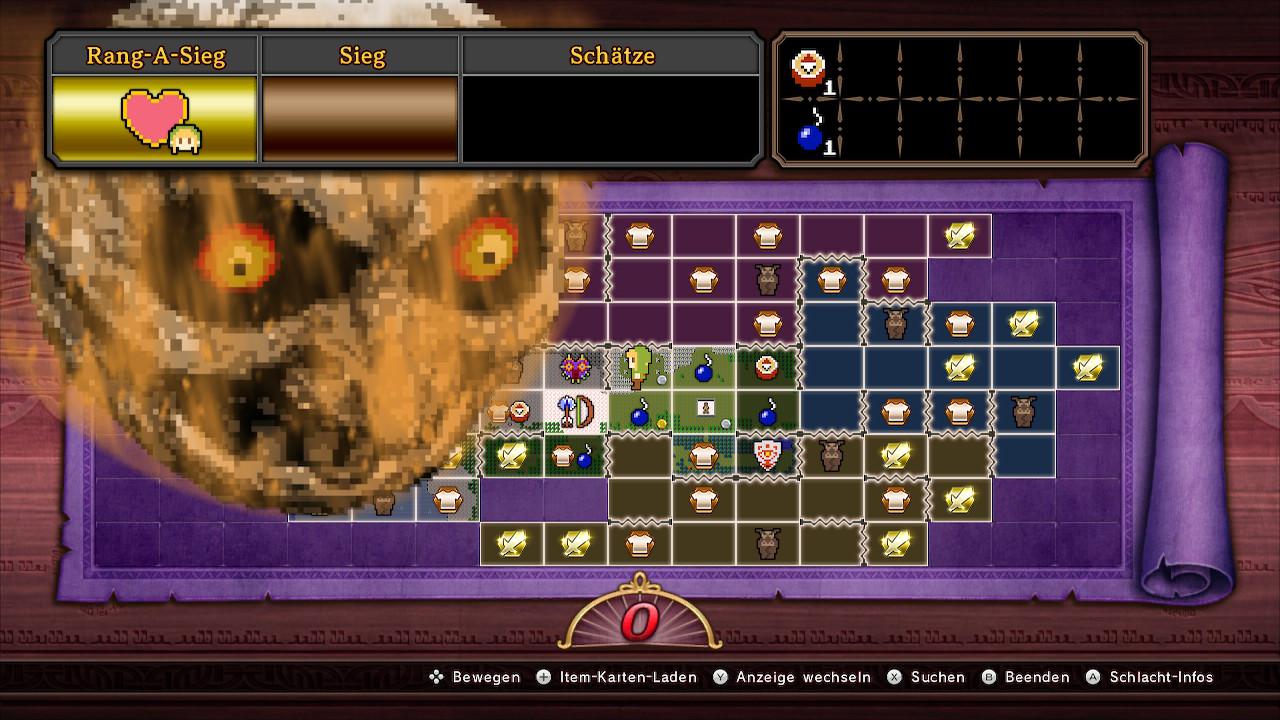 [16/05/2018] Die neun Karten des Abenteuer-Modus sind jeweils einem Zelda-Spiel und deren ursprünglicher Spielwelt nachempfunden. Auf der Termina-Karte kracht nach einiger Zeit etwa der Mond auf die Welt und zerstört diese wie in Majora's Mask.