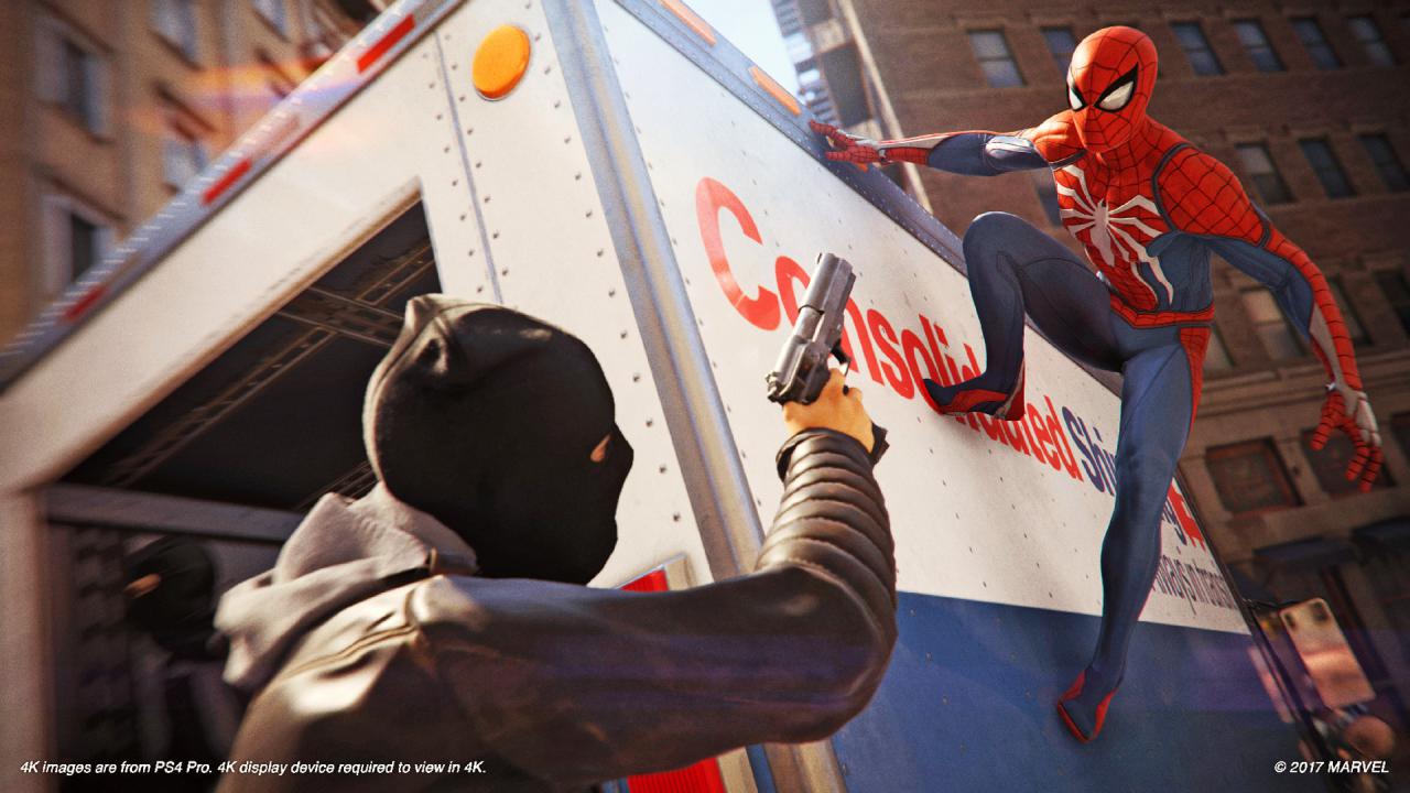[25/05/2018] Verbrechen lohnt nicht: Überall in der Stadt warten Zufallsverbrechen wie Raubüberfälle oder Verfolgungsjagden darauf, dass Spider-Man sich einmischt.