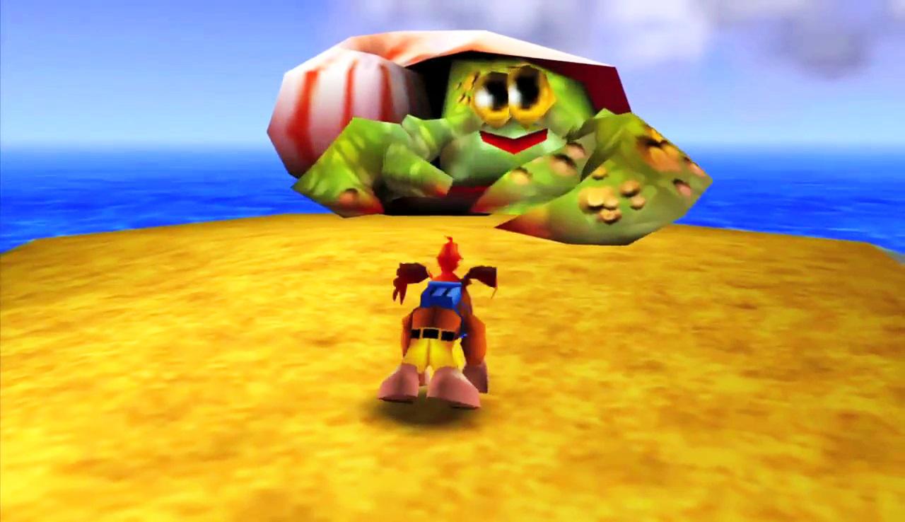 [21/06/2018] Anders als im Nachfolger waren Bossgegner in Banjo-Kazooie eher Mangelware. Neben dem finalen Duell warteten nur Mini-Kämpfe wie gegen diesen Einsiedlerkrebs auf uns.