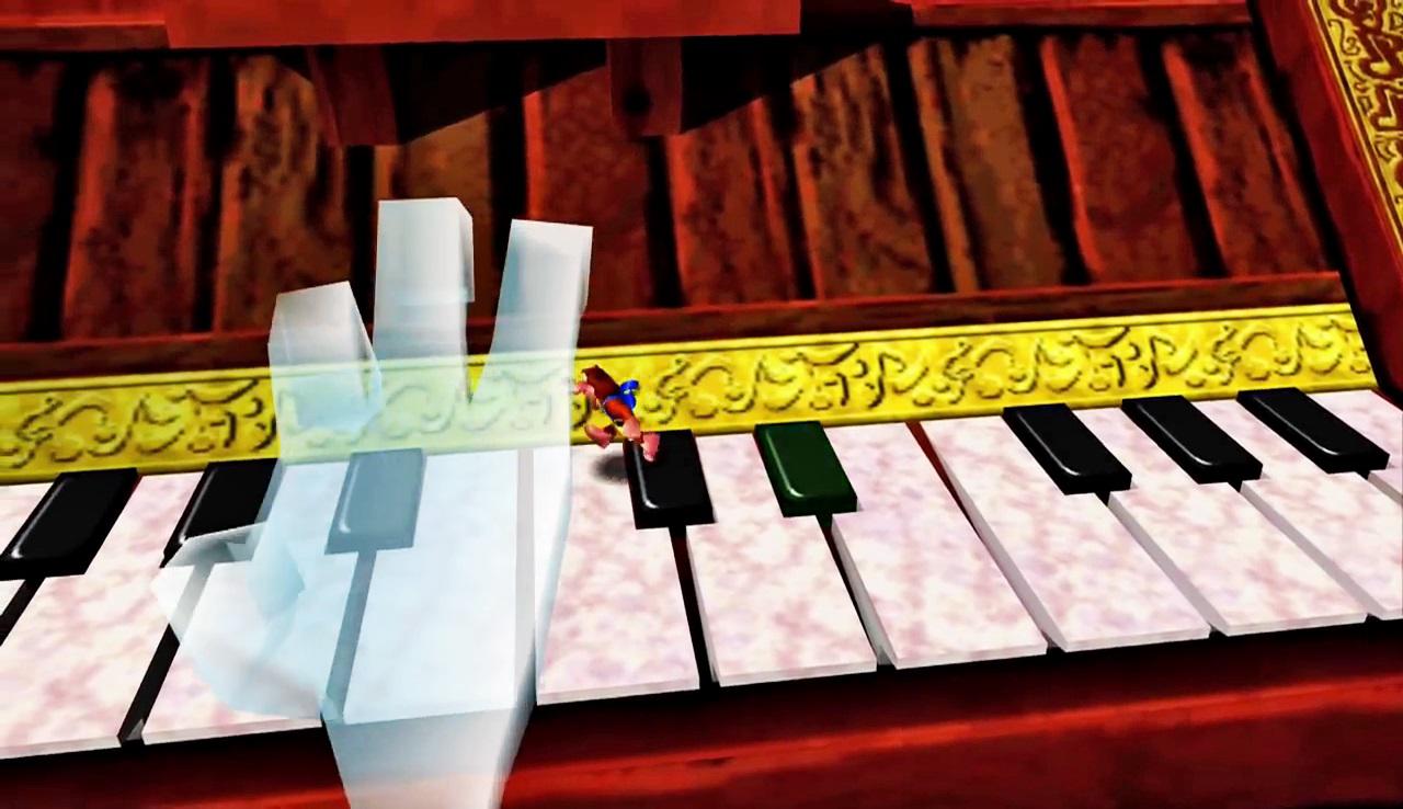 [21/06/2018] Es ist unglaublich, wie viel Abwechslung in Banjo-Kazooie steckt. Hier müssen wir einer Klavier spielenden Geisterhand ausweichen.