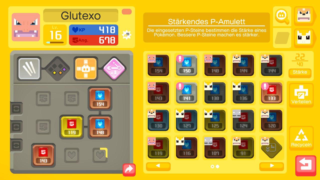 [13/06/2018] Diese Ansicht bekommt ihr in Pokémon Quest oft zu sehen. Mit den P-Steinen verstärkt ihr eure Pokémon enorm.&nbsp;