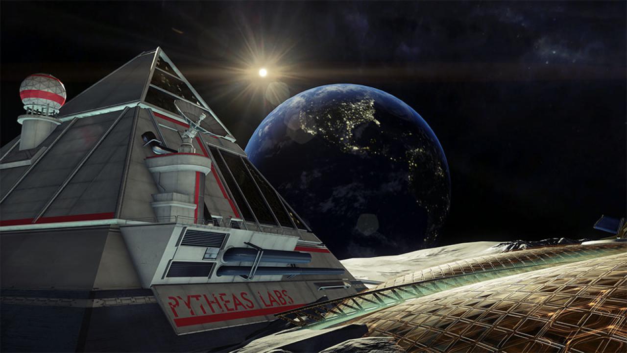 Sicht auf die Erde vom Mond aus in Prey