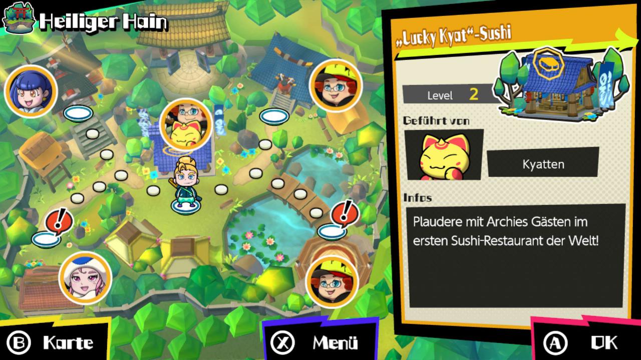 [06/06/2018] Nach einiger Zeit schaltet ihr den Hain frei, der euch als Basis dient. Hier habt ihr Zugriff auf verschiedene Örtlichkeiten wie die Duell-Arena (für Mehrspieler-Partien) oder den Knobeltempel (für den Knobel-Modus).
