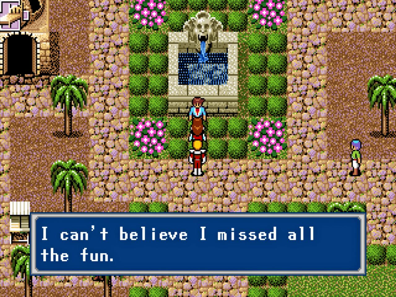 [19/07/2018] Der Mann am Brunnen nimmt uns die Worte aus dem Mund: Jeder, der Spiele wie Phantasy Star 4 verpasst hat, der darf aus gutem Grund neidisch auf die Jugend der 80er sein. Eine goldene Ära für RPGs.&nbsp;