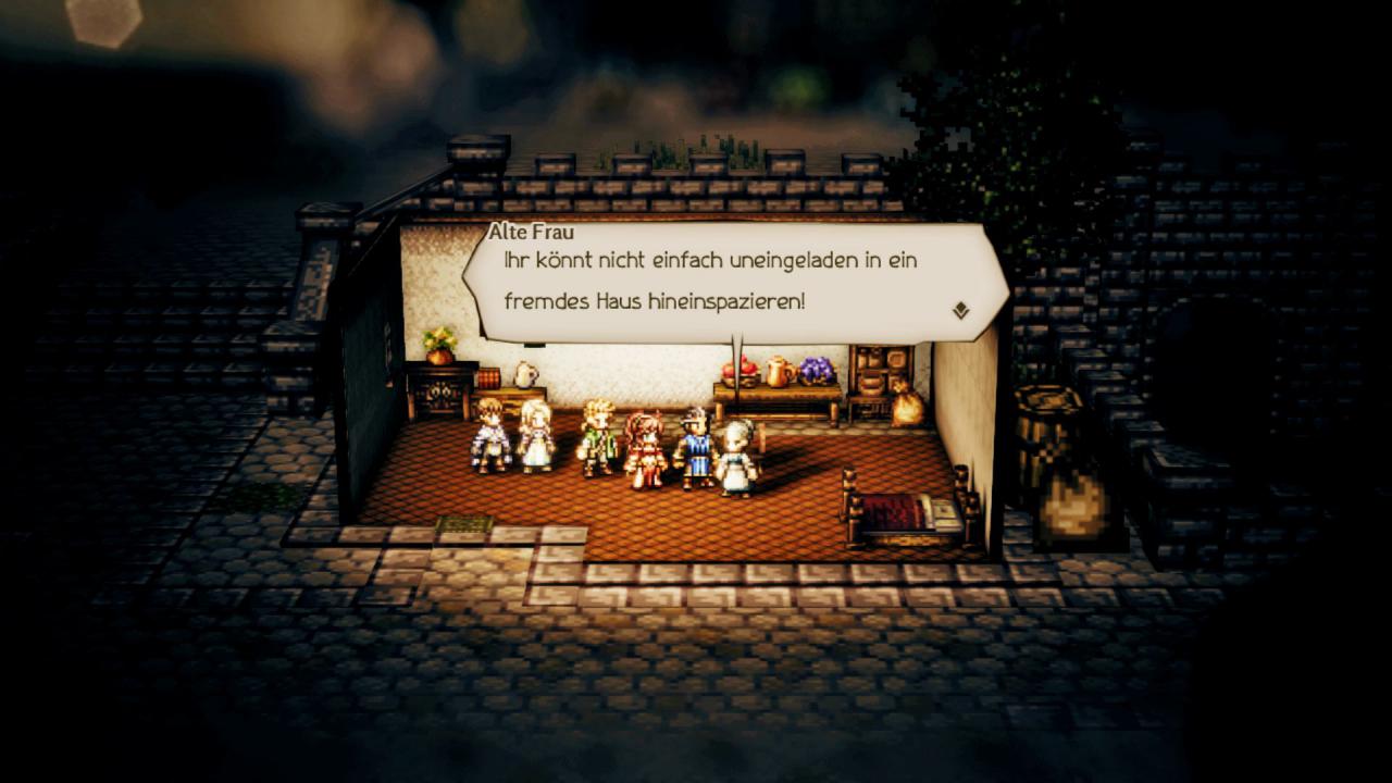 Die alte Dame im Bild stellt eine interessante Theorie auf, die wir aber seit dem ersten Final Fantasy aktiv widerlegen. Wir bleiben extra lang bei ihr daheim.