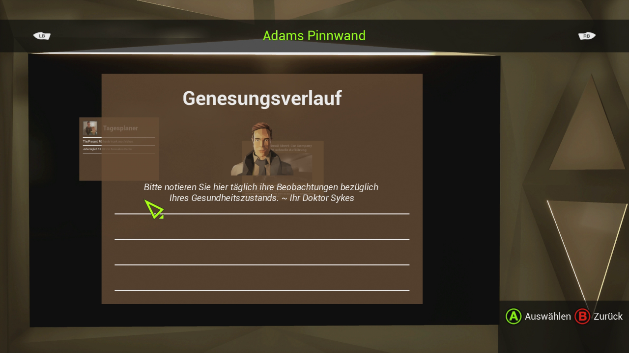 [09/08/2018] Adam und Richard haben Pinnwände auf denen ihr eure gesammelten Informationen aufruft.