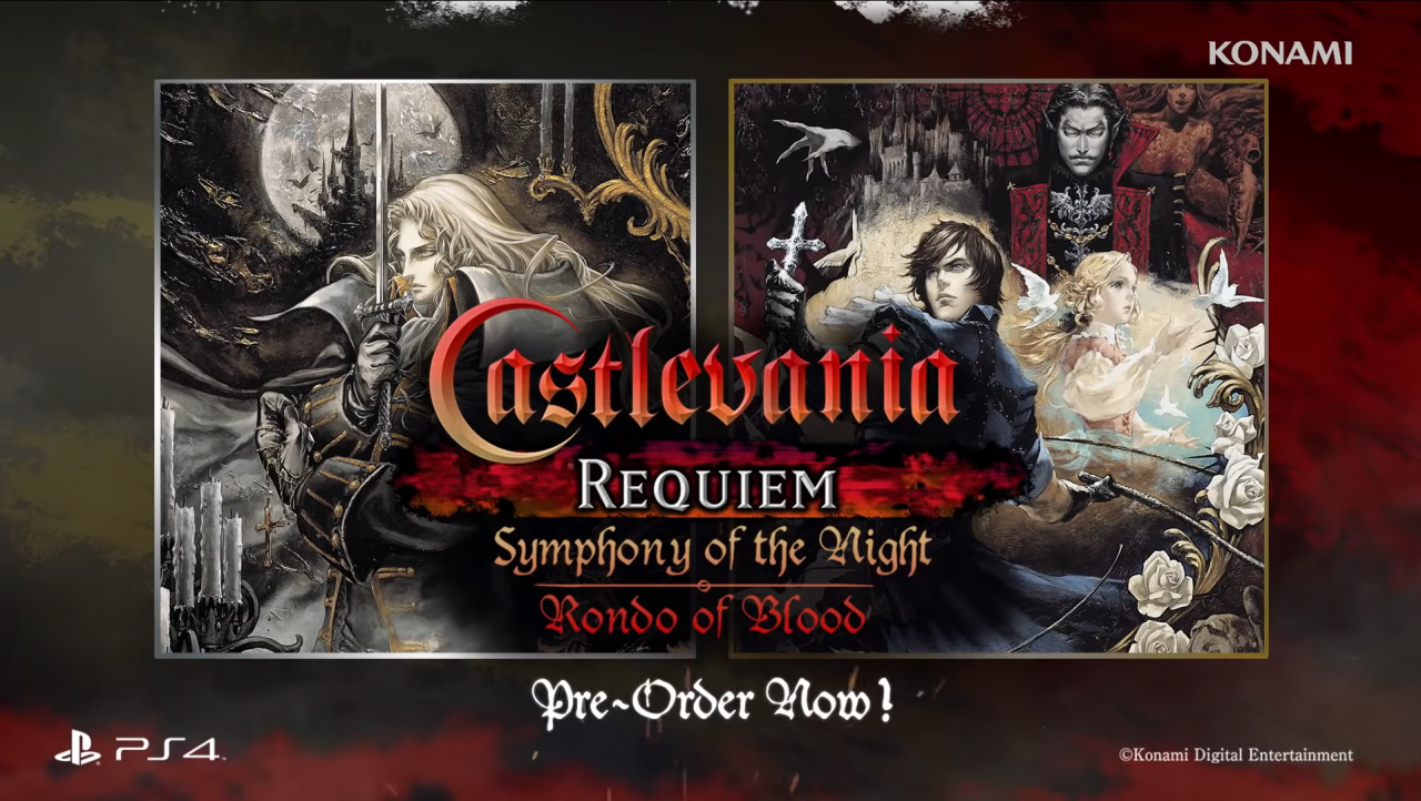 [26/09/2018] Schade: Das Paket Castlevania Requiem (bestehend aus Symphony of the Night und Rondo of Blood) ist nur exklusiv für die PS4 erschienen. Der PC ging mal wieder leer aus.