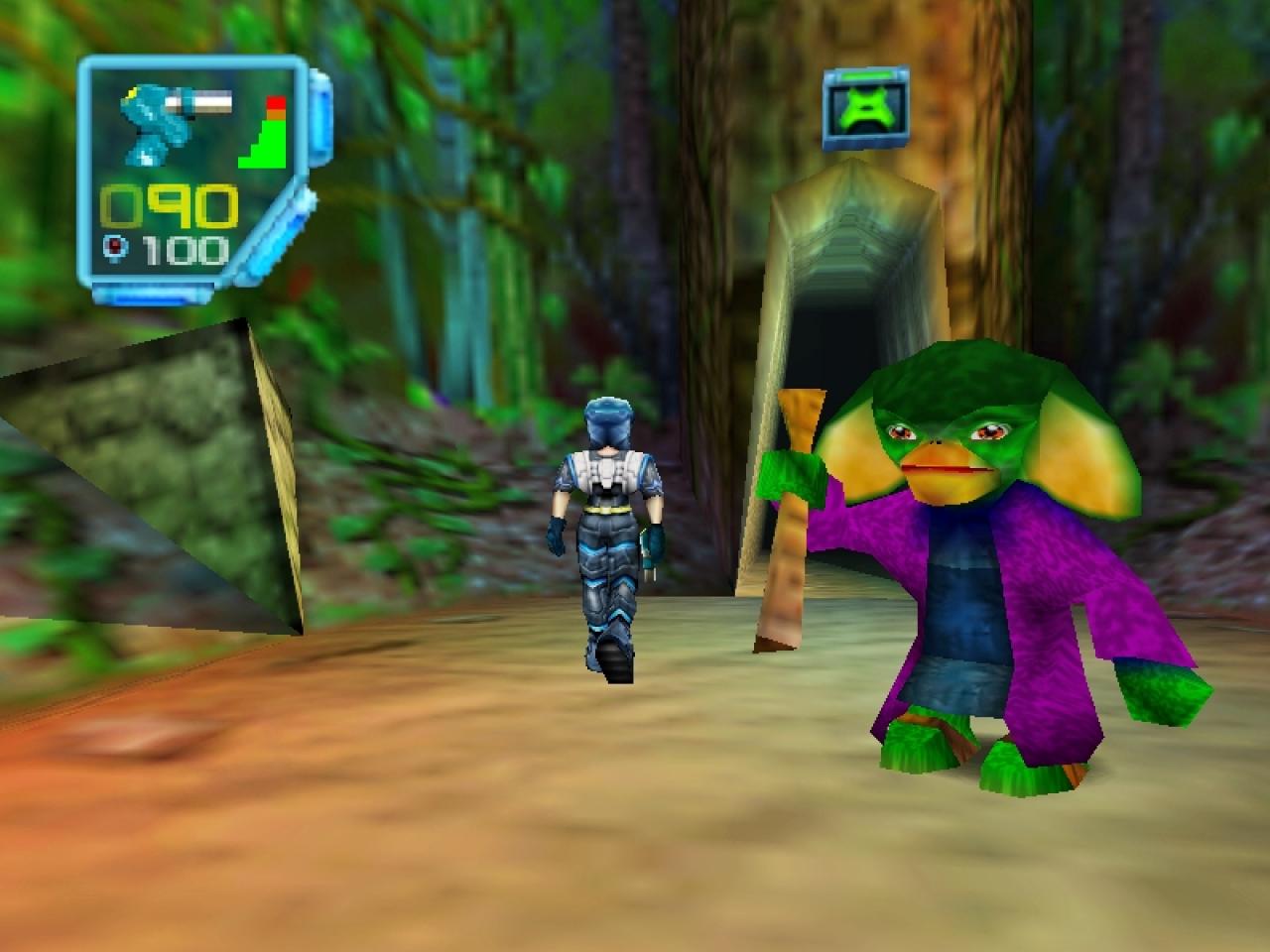 [14/09/2018] In Jet Force Gemini trefft ihr zwar hauptsächlich auf Feinde und böse Aliens, gelegentlich begegnen euch aber auch wohlgesinnte Zeitgenossen wie dieser.