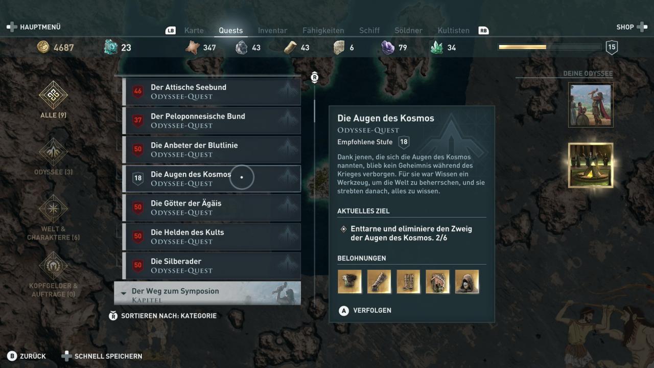 In den Missionen zum Kult des Kosmos in Assassin's Creed Odyssey holt ihr euch legendäre Rüsungssets.