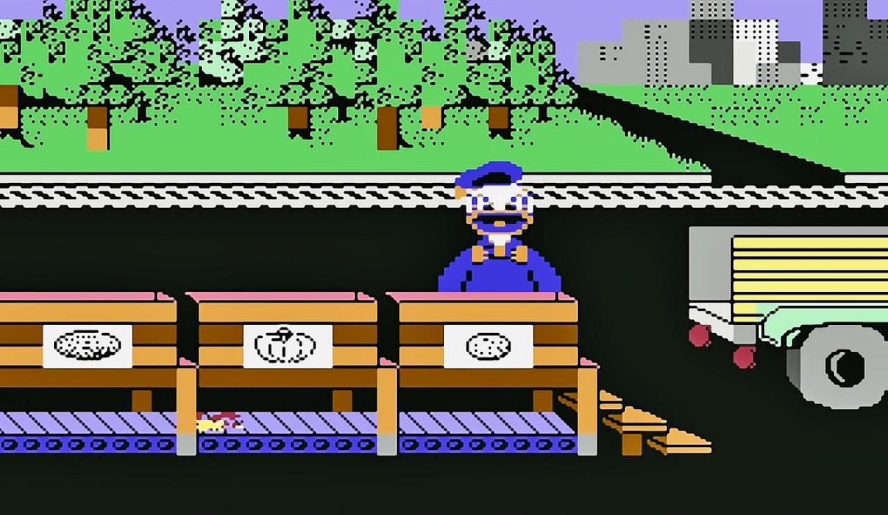 Donald Duck hinter Kisten