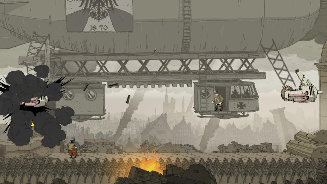 [14/11/2018] In den Kämpfen gegen den Bösewicht müsst ihr meist seinen Granaten ausweichen und selbst welche gegen sein Luftschiff oder seinen Panzer einsetzen. (Nintendo Switch)
