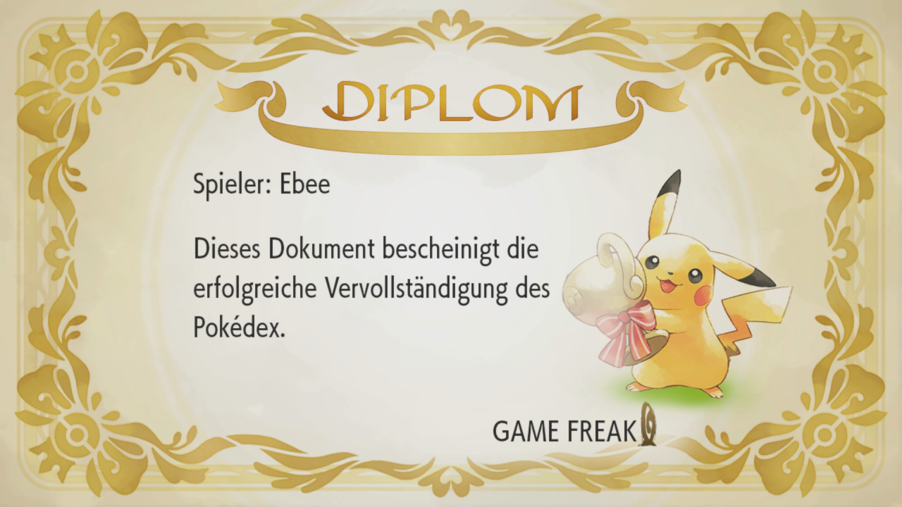[28/11/2018] Ein Diplom zur Vervollständigung des Pokédex