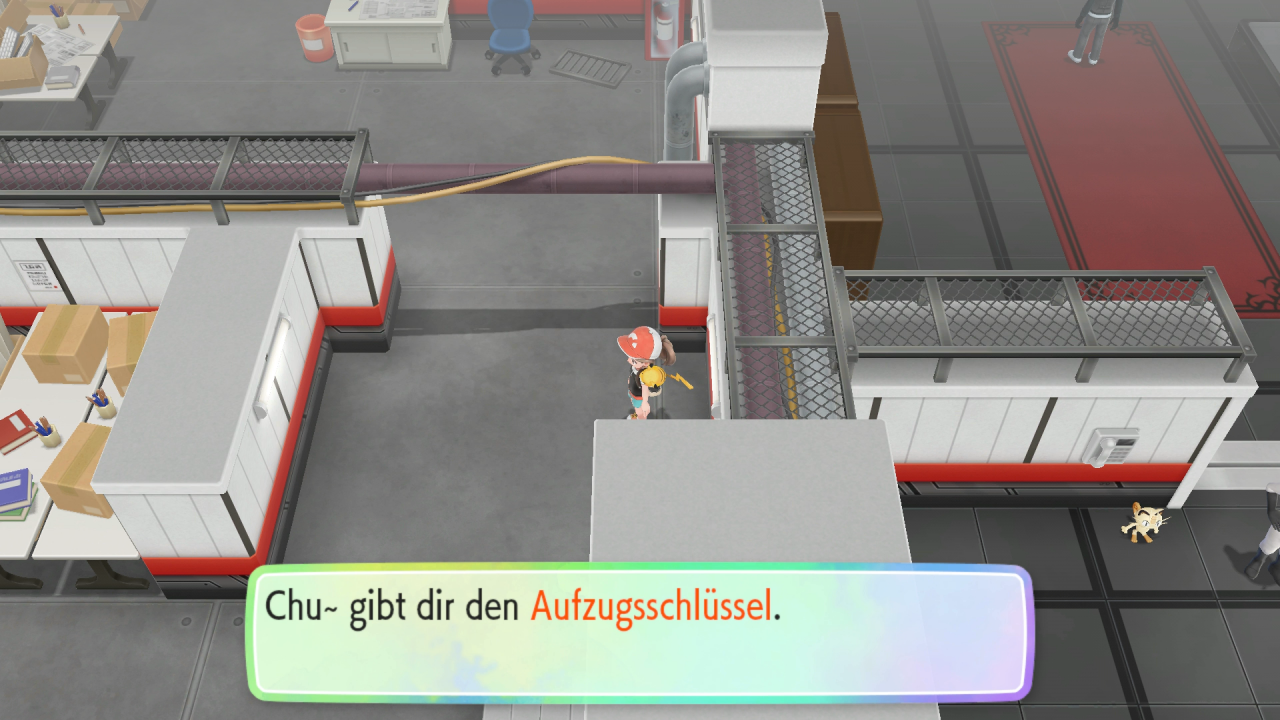 [19/11/2018] Wir holen uns den Aufzugsschlüssel vom Gitter runter.