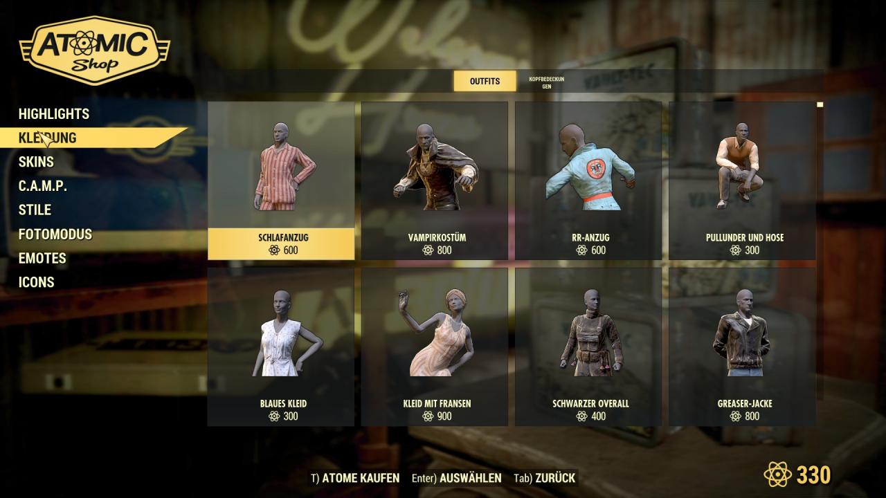 Atom-Shop von Fallout 76.