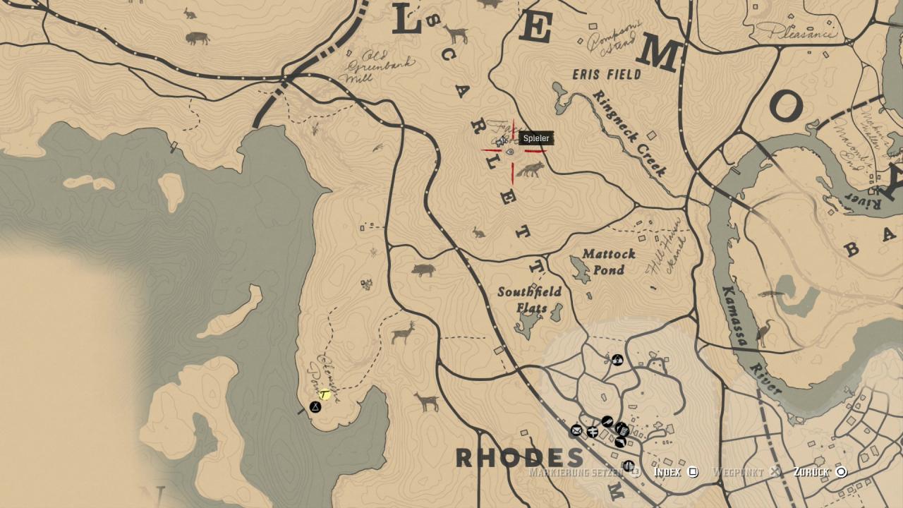 Fundort des ersten Teils des Giftpfadschatzes in Red Dead Redemption 2.