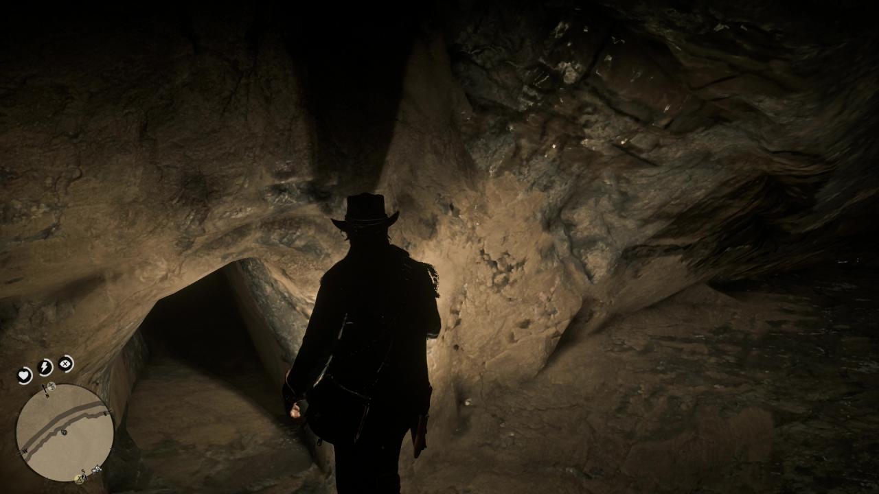 Der kleine Durchgang rechterhand in der Giftpfadschatz-Höhle.