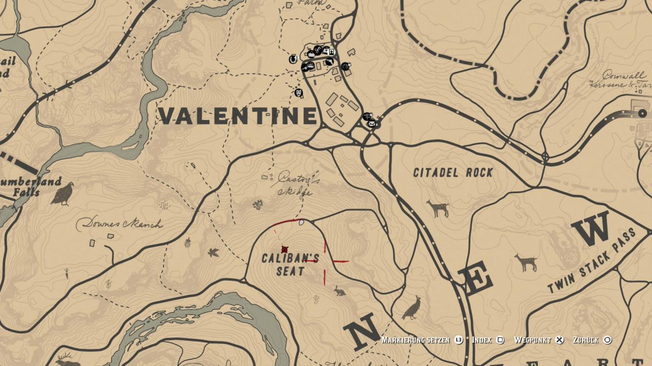 [08/11/2018] Südlich von Valentine findet ihr die Locations Caliban's Seat samt Felsformation.