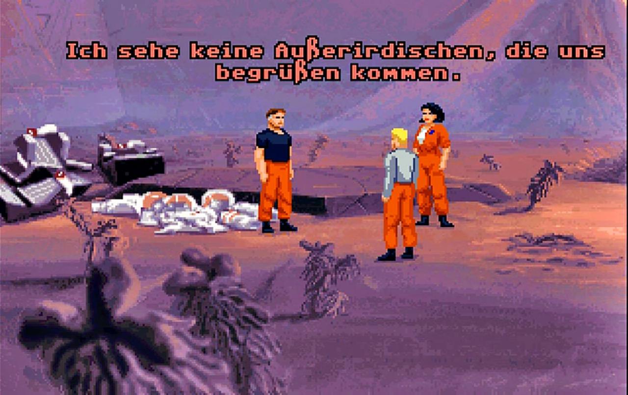 [20/12/2018] Lagebesprechung: In der fremden Welt angekommen ist die Gruppe unschlüssig über das weitere Vorgehen – und wie man je wieder zur Erde kommen soll. (PC)