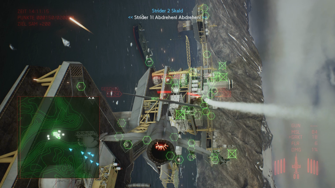 [24/01/2019] Die Performance von Ace Combat 7 geht in Ordnung. Nur wenn sehr viele Objekte auf dem Bildschirm sind, kommt es zu gelegentlichen Rucklern auf einer normalen PS4.